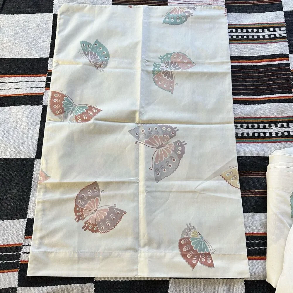 Vintage Westpoint-Pepperell Butterfly Queen Sheet Set. One Pillowcase. Boho. USA